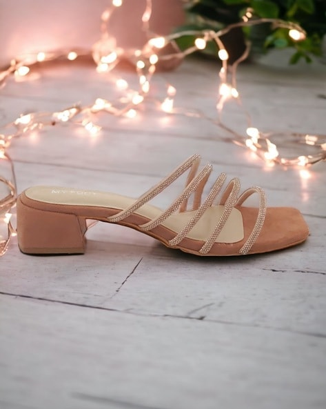 Nude embellished hot sale sandals