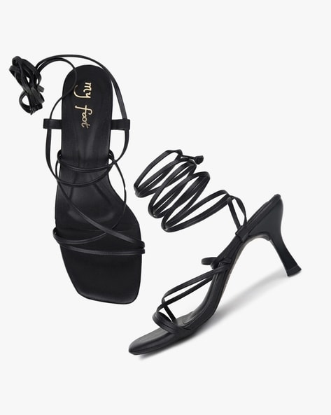 Black High Heeled Sandals - Lace Up Sandals - Strappy Sandals - Lulus