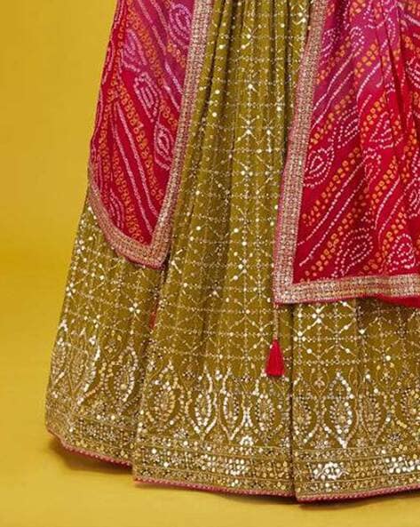 Gota Patti Lehenga Choli Online - Dark Green Lehenga Choli