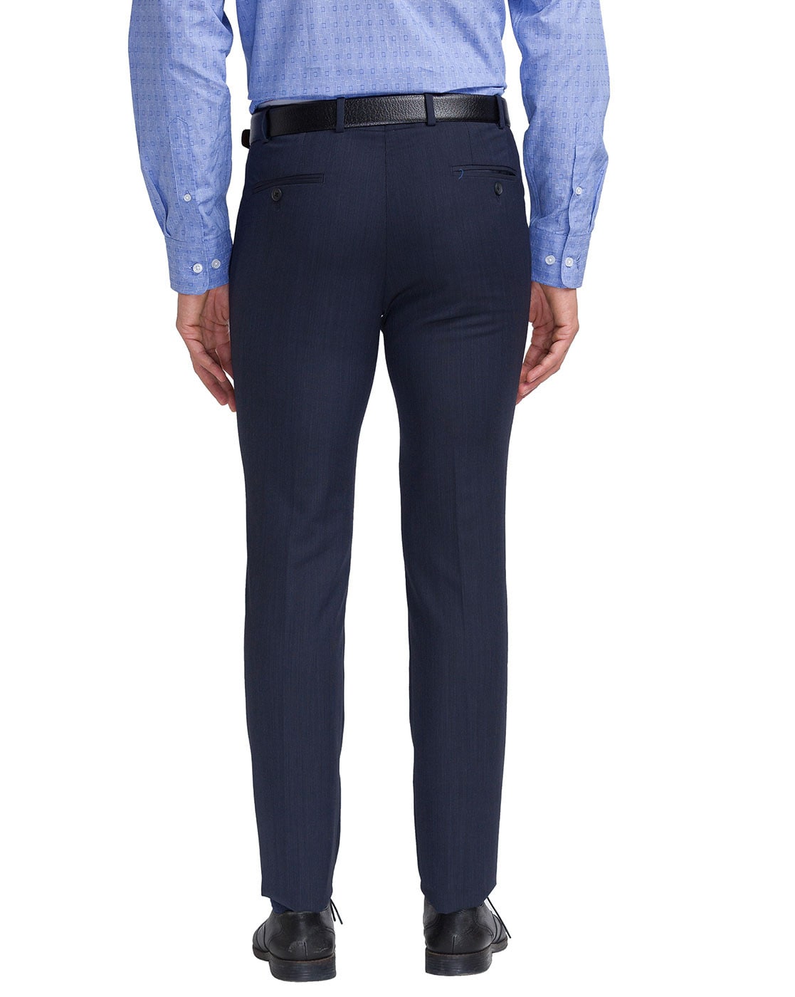 Buy Park Avenue Blue Regular Fit Pleated Trousers for Men Online @ Tata CLiQ