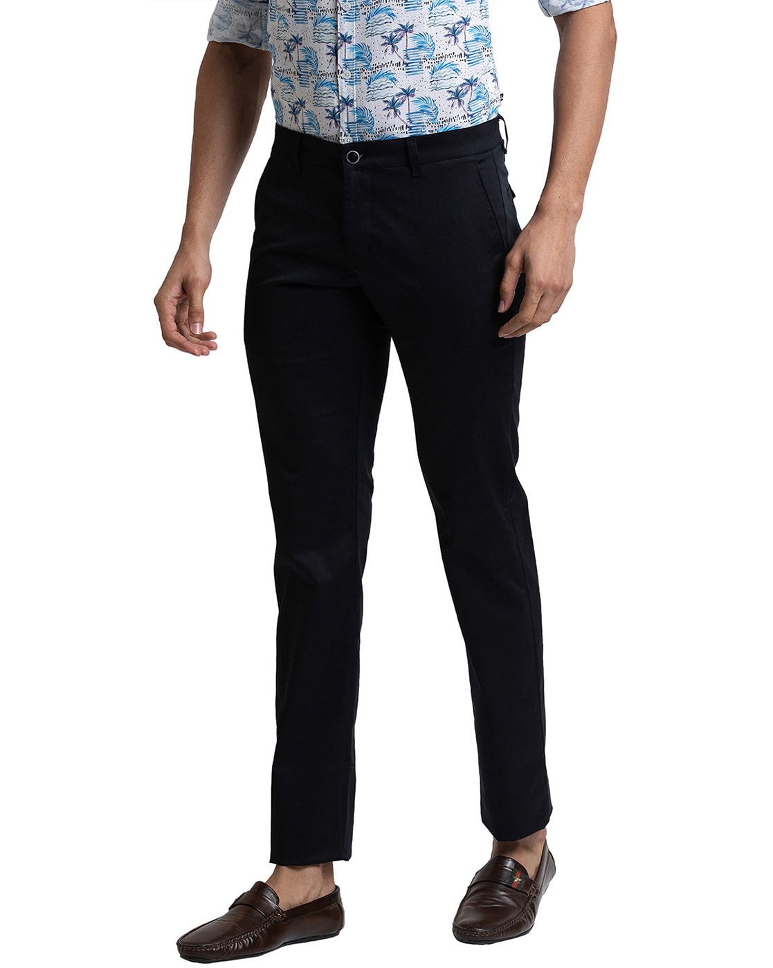 Buy Parx Men's Flat Front Super Slim Fit Medium Blue Casual Trouser at  Amazon.in