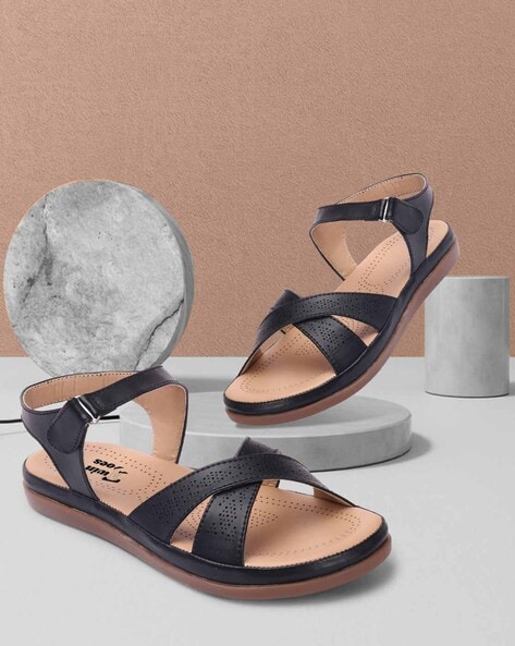 Black criss cross online sandals