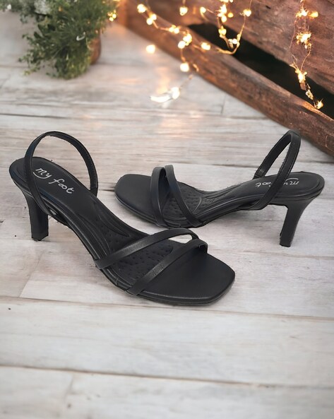 Fashion Black Strappy Sandals For Women, Tie Leg Design Stitch Detail  Stiletto Heeled Sandals | SHEIN