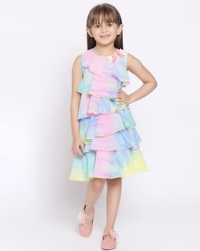 Tie & Dye Round-Neck Layered Dress-image-10