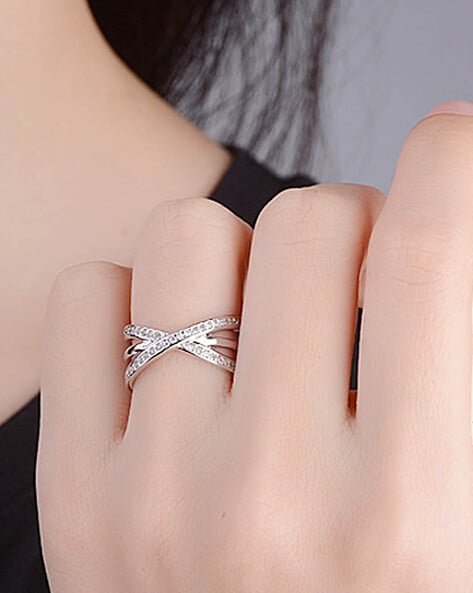 Huitan Luxury Finger Ring for Women Simple Stylish Design Double Stackable  Set Rings Daily Wear Fashion