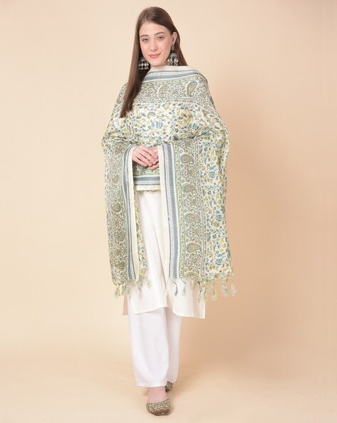 Paisley Print Dupatta with Tassels Price in India