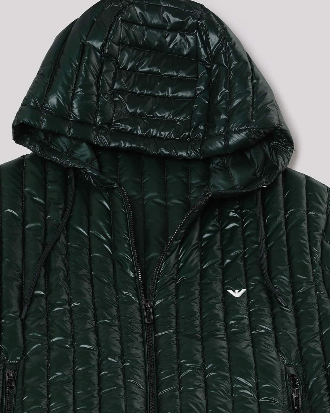 Buy EMPORIO ARMANI Regular Fit Polyamide Jacket | Green Color Men