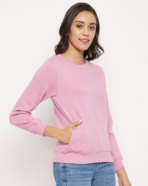 MADAME Pink Regular Fit Sweatshirt