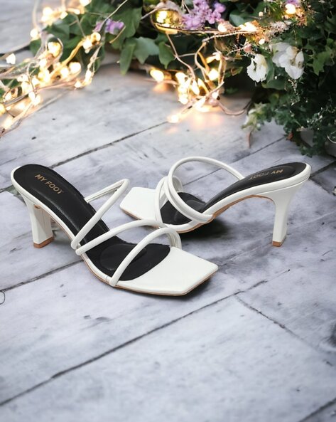 Green Sandals Heels | Green & White Heels Online - Mykono