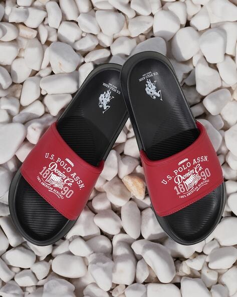 Red black online slippers