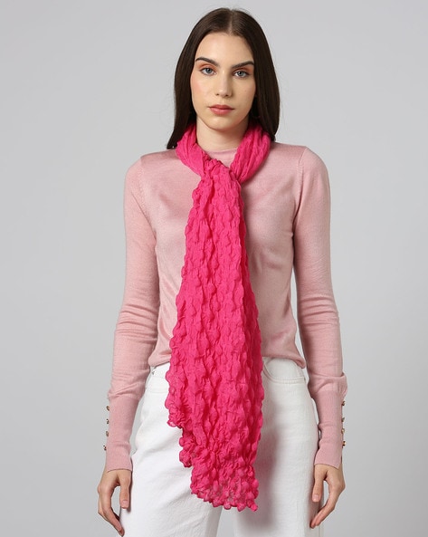 Women Emboss Patterned Scarf Price in India