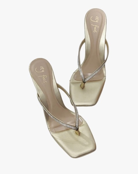 Gold thong sandals heels new arrivals