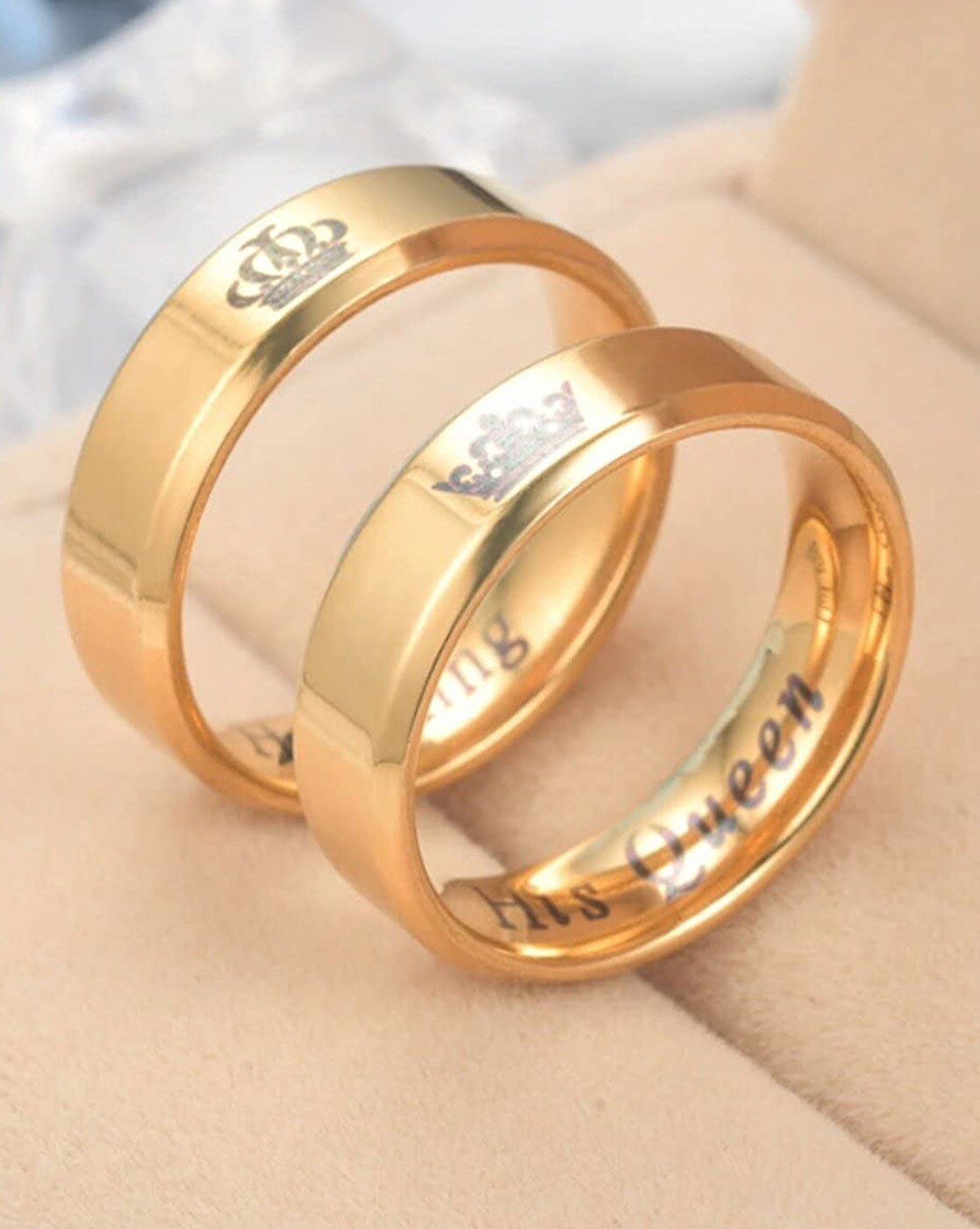 King Queen Couple Ring Fashionable 18k Gold plated Stainless - Temu