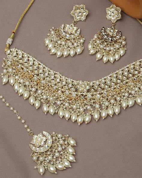Gold Finish Kundan Polki & Drop Choker Necklace Set Design by Adityam  Jewels at Pernia's Pop Up Shop 2024