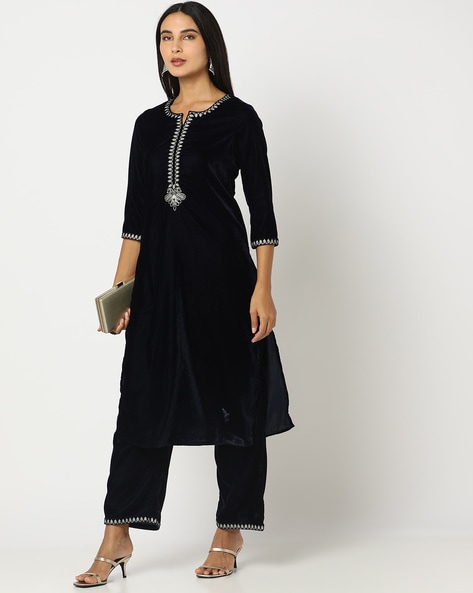 Velvet Suits For Women | Black Punjabi Suit Online - Fashion Doctorz