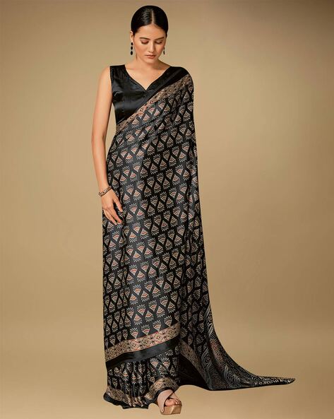 Trendy Ajrakh Print Handwoven Chanderi Saree