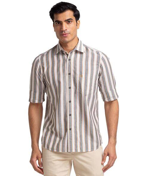 Colorplus Striped Tailored Fit Shirt with Spread Collar