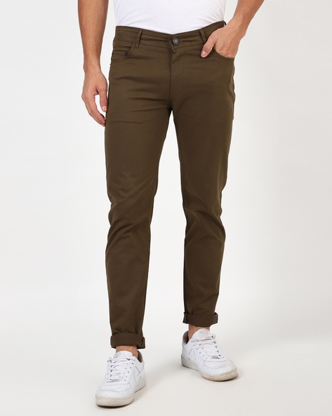 Shop Latest Dark Olive Mens Stretch Pants Online in India