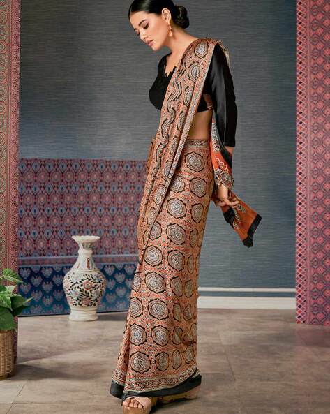 6.3 m (with blouse piece) Modal Silk Ajrak Printed Saree at Rs 2995 in  Coimbatore