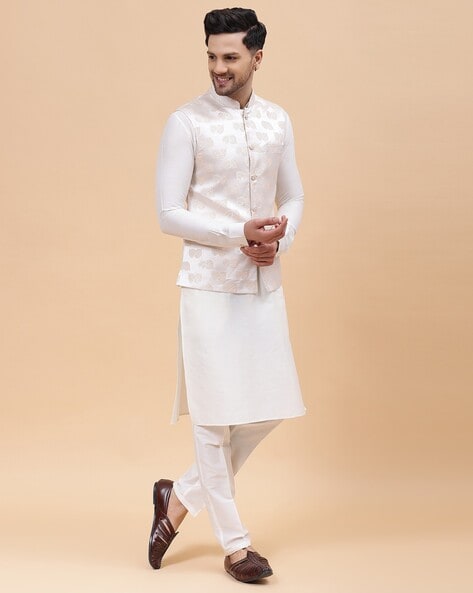 Men's Ivory Shiny Vested Suit-Three Piece Formal Prom Suits – Flex Suits