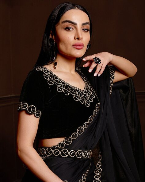 Designer Twin Shaded Gray Black Chiffon Saree With Double Blouse And Mask  Sat01 at Rs 2599.00 | Mirror Work Saree | ID: 25757834312