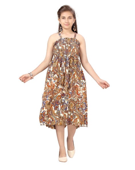 MUHURATAM Paisley Print Fit & Flare Dress