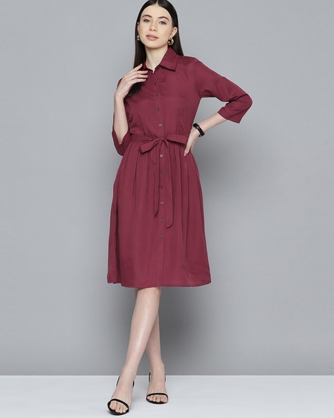 Maroon shirt outlet dress