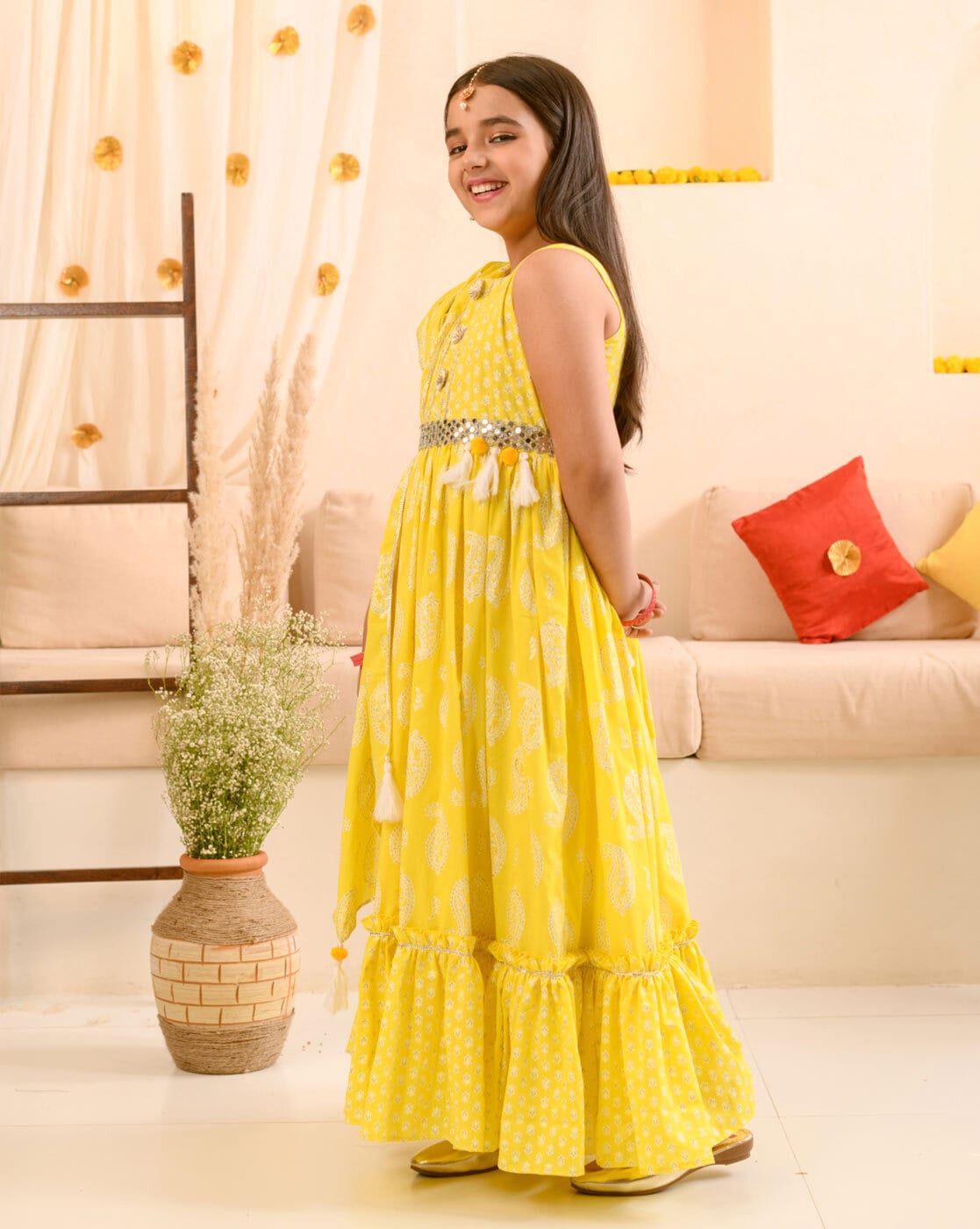 Buy Girls Yellow Don??-Worry Gather Dress Online at Sassafras