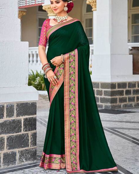 Alluring dark green zari touch kanjivaram silk saree – Bhavish