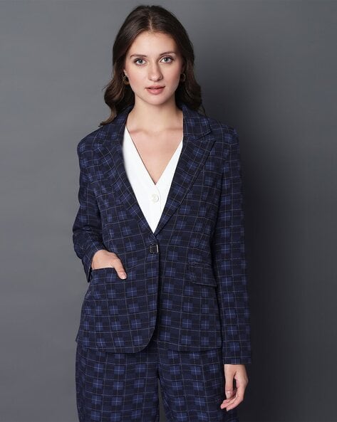 Vero Moda Checked Single-Breasted Blazer