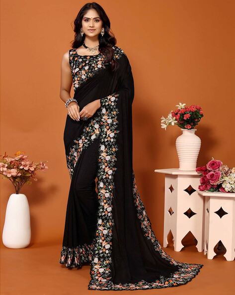 Buy Peach Sarees for Women by VIVERA Online | Ajio.com