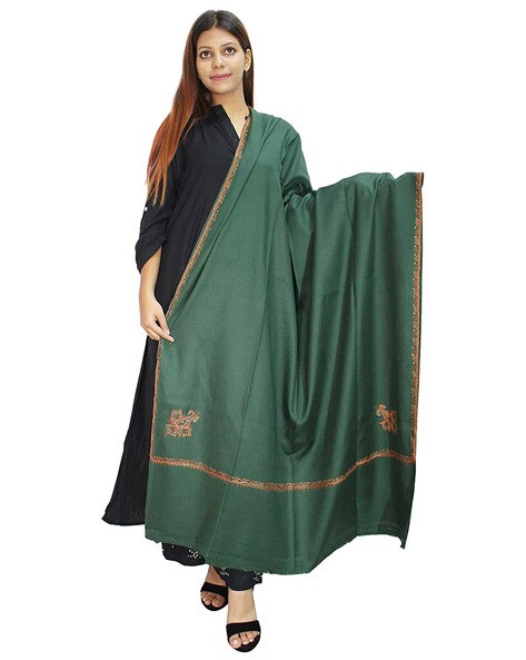 Floral Pattern Shawl with Frayed Hem Price in India