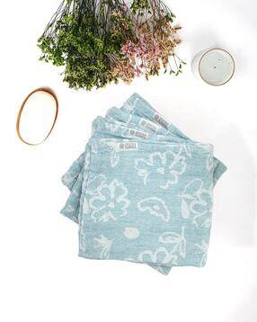 doctor towels Set of 4 Floral Jacquard Face Towels 13" x 13"-picture-17