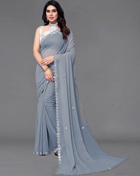 Grey plain saree shapewear - G3-WSP00025 