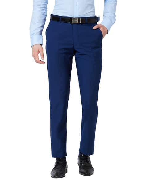 PARK AVENUE Slim Fit Flat-Front Trousers