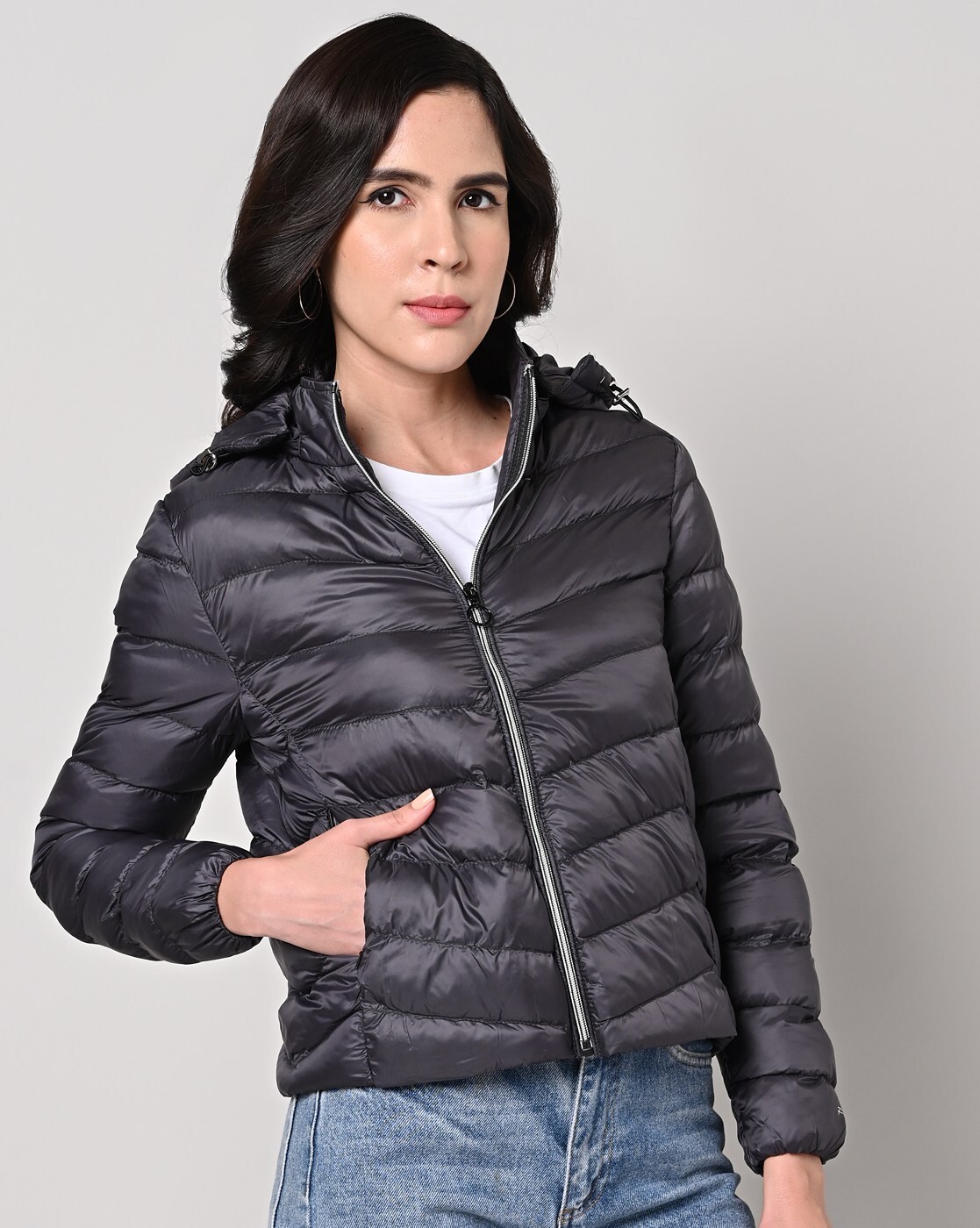 Buy Silver Jackets & Coats for Women by MADAME Online | Ajio.com