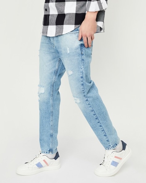 Knee Ripped Jeans Men - Distressed Skinny Jeans