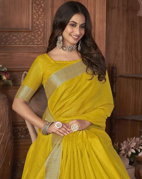 Traditional Yellow color Tissue fabric Saree : 1895931