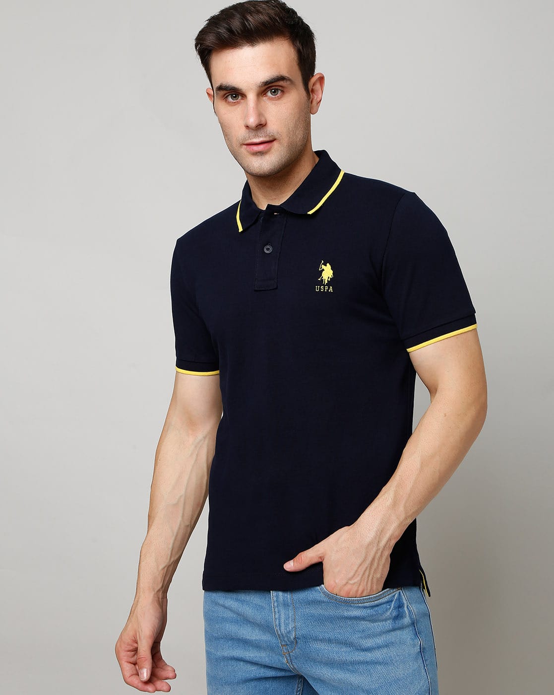 U.S. Polo Assn. Slim Fit Polo T-Shirt For Men (Navy, S)