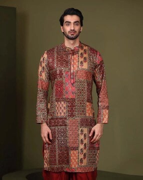 Printed Mandarin Collar Kurta-image-33