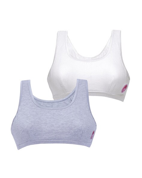 Buy Dchica Double Layered Non Wired Full Coverage Bralette (Pack Of 2) -  Pink White at Rs.899 online