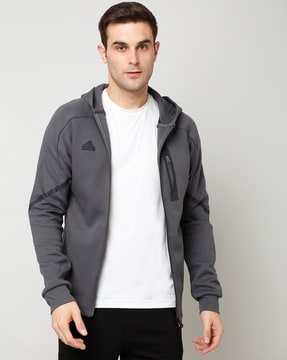 Adidas grey zip up clearance hoodie