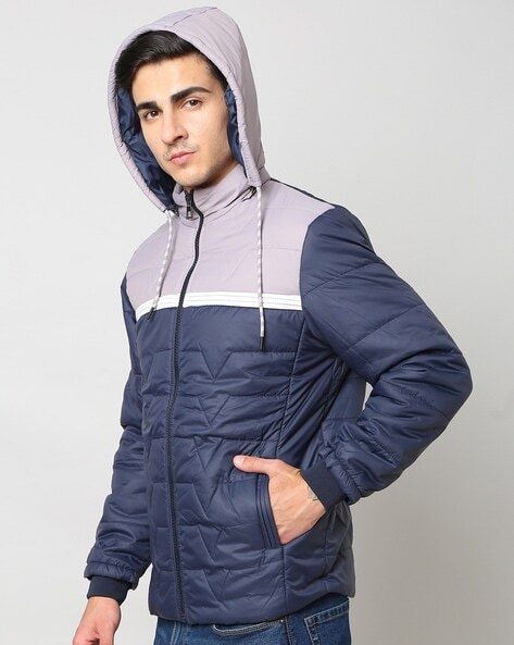 Mens full zip hooded cheap puffer jacket