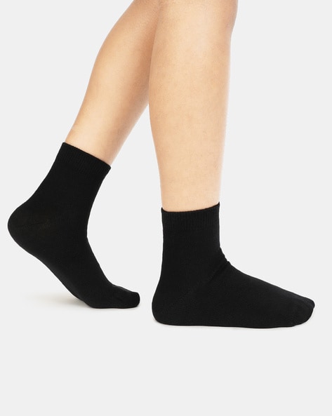 Unisex Kid's Compact Cotton Stretch Solid Ankle Length Socks With Stay  Fresh Treatment - Black