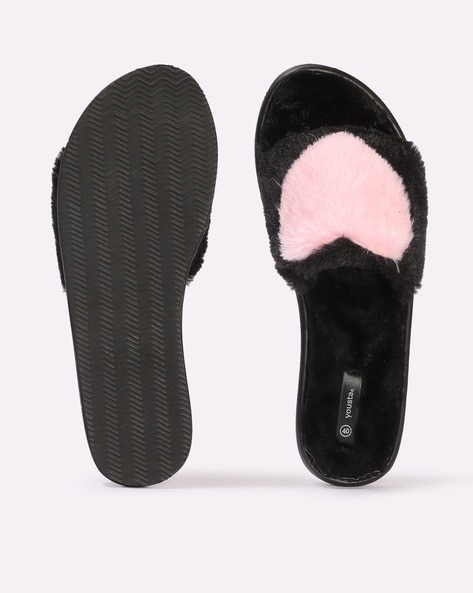 Black fur sliders womens new arrivals