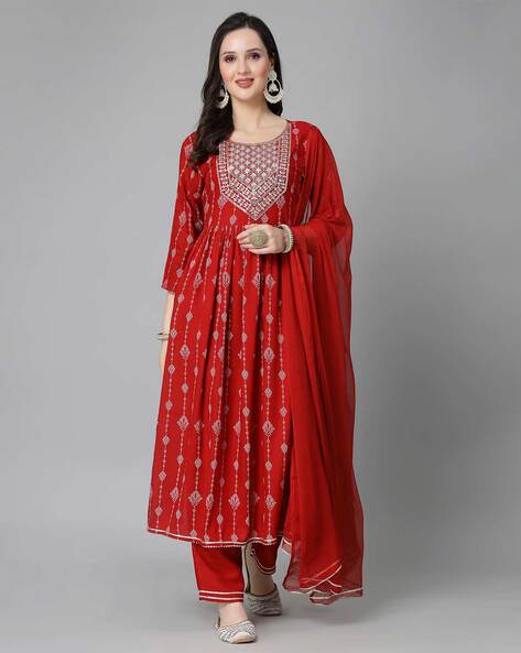 Red Kurta Suit Sets for Women by STYLUM Online | Ajio.com
