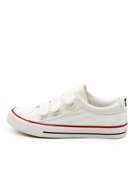 Mens canvas shoes with cheap velcro fastening