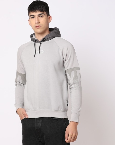 Slim Fit Hooded Sweatshirt with Brand Print