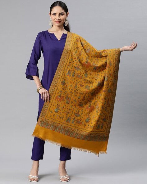 Tribal Woven Stole with Tasseled Border Price in India