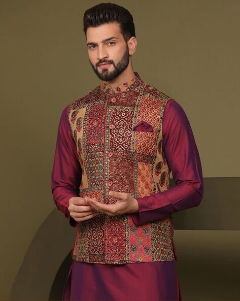 Buy Multicolor 3-Piece Ethnic Suit for Men by KISAH Online